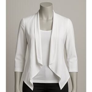 Metaphor‎ White Draped Waterfall Open Jacket Women’s XS Lightweight Blazer